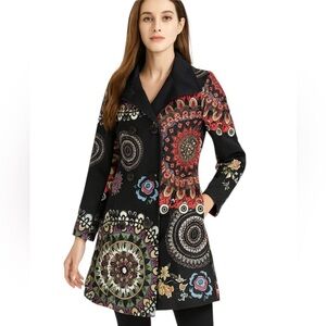 Mode De Vie Italian Women's Multicolor Geometric Print Overcoat Size S​​mall